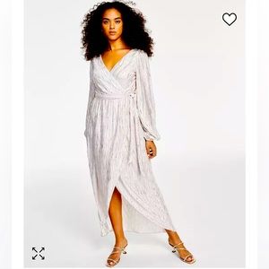 COPY - Guess Metallic-Striped Faux-Wrap Maxi Dress - NWT